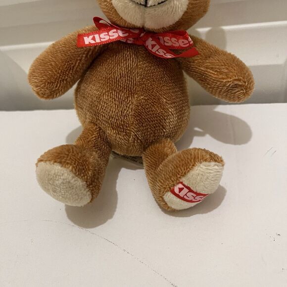 Hersheys Kisses Brown Teddy Bear Red Logo Foot Neck Ribbon 6.5" Plush Toy - Picture 4 of 9
